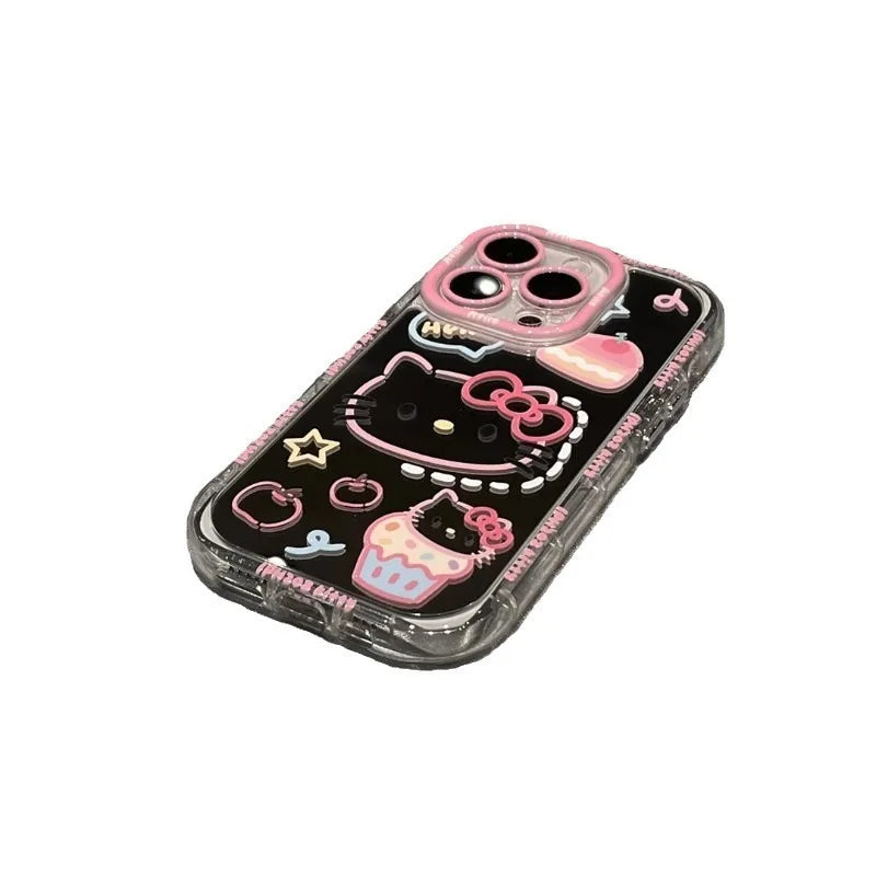 Cartoon Pink Kt Cat Phone Case Cute Mirror Highend Protective Cover Anti Fall Creative Cartoon Design Heat Dissipation New Model