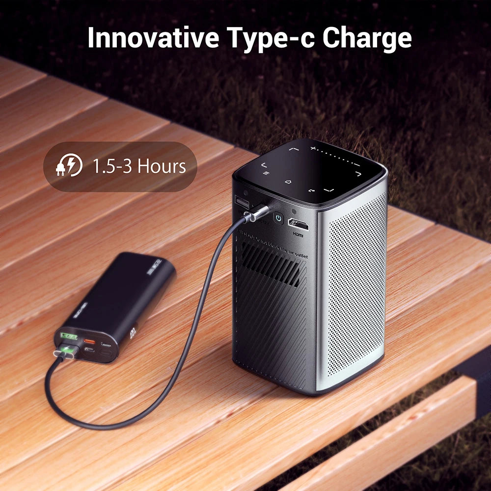 BYINTEK P70 Projector 4K 1080P DLP Mini Portable Projector Home Theater Smart Wi-Fi & Bluetooth for Movies & Gaming With Battery - covers4phones