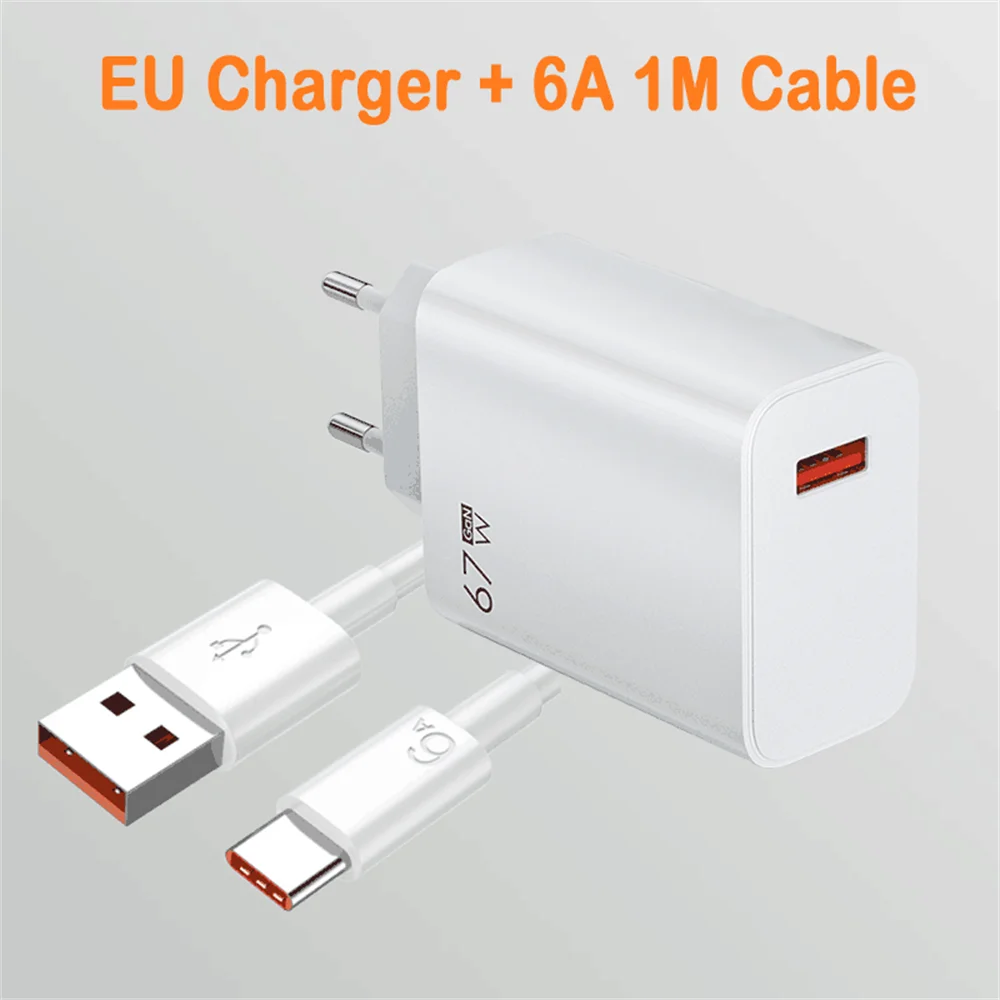 Total 67W GaN USB Charger Fast Charging Mobile Phone Adapter USB Quick Charger QC3.0 Adapter For iPhone15 Samsung Xiaomi Redmi - covers4phones
