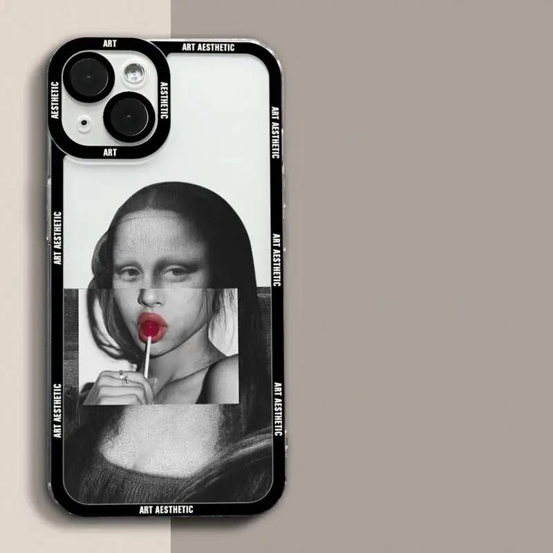 Art Aesthetic David Mona Lisa Van Gogh Case for IPhone 15 Pro Max 14 11 12 13 Mini XR XS 7 8 6 6S Plus SE Soft TPU Back Cover - covers4phones