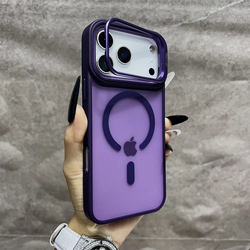 Matte Magnetic Translucent Wireless Charge Stand Case For iPhone 17 Air 16 15 14 13 12 11 17 Pro Max Magsafe Must-Haves Cover