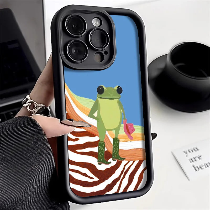 Cute Flower Phone Case For iPhone 13 Case for iPhone 11 16 14 17 12 15 Pro Max XR XS X 7 8 Plus SE Cartoon Frog Strawberry Cover