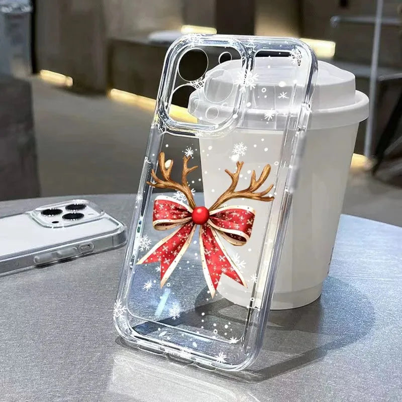 For iPhone 17 16 15 14 13 12 11 Pro Max Case Christmas Snowy Santa Claus Reindeer Cover For iPhone 16 15 14 Plus 16E 17 Air Case