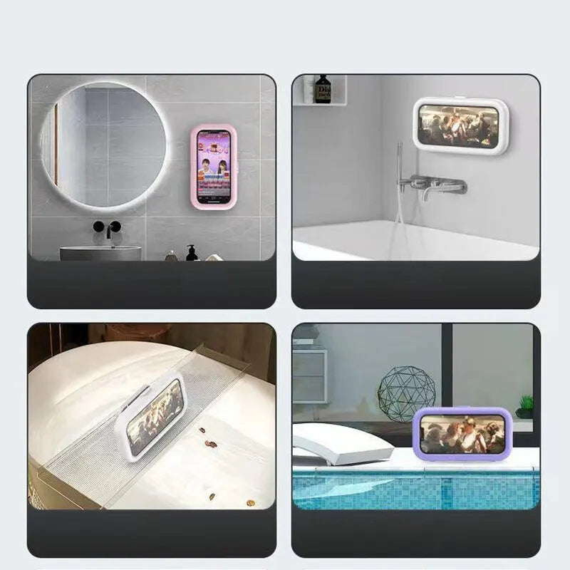Waterproof Shower Phone Holder Rotation Angle Adjustable Telescoping Wall Mount Phone Holder for Bathroom Kitchen Bracket Stand - covers4phones