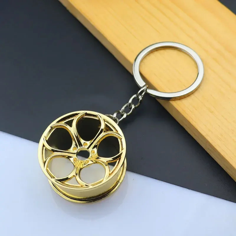 Creative Mini Auto Parts Car Wheel Keychain Auto Enthusiast Metal Keyring Accessories Key Ring Chain for Men Woman Lover Gift