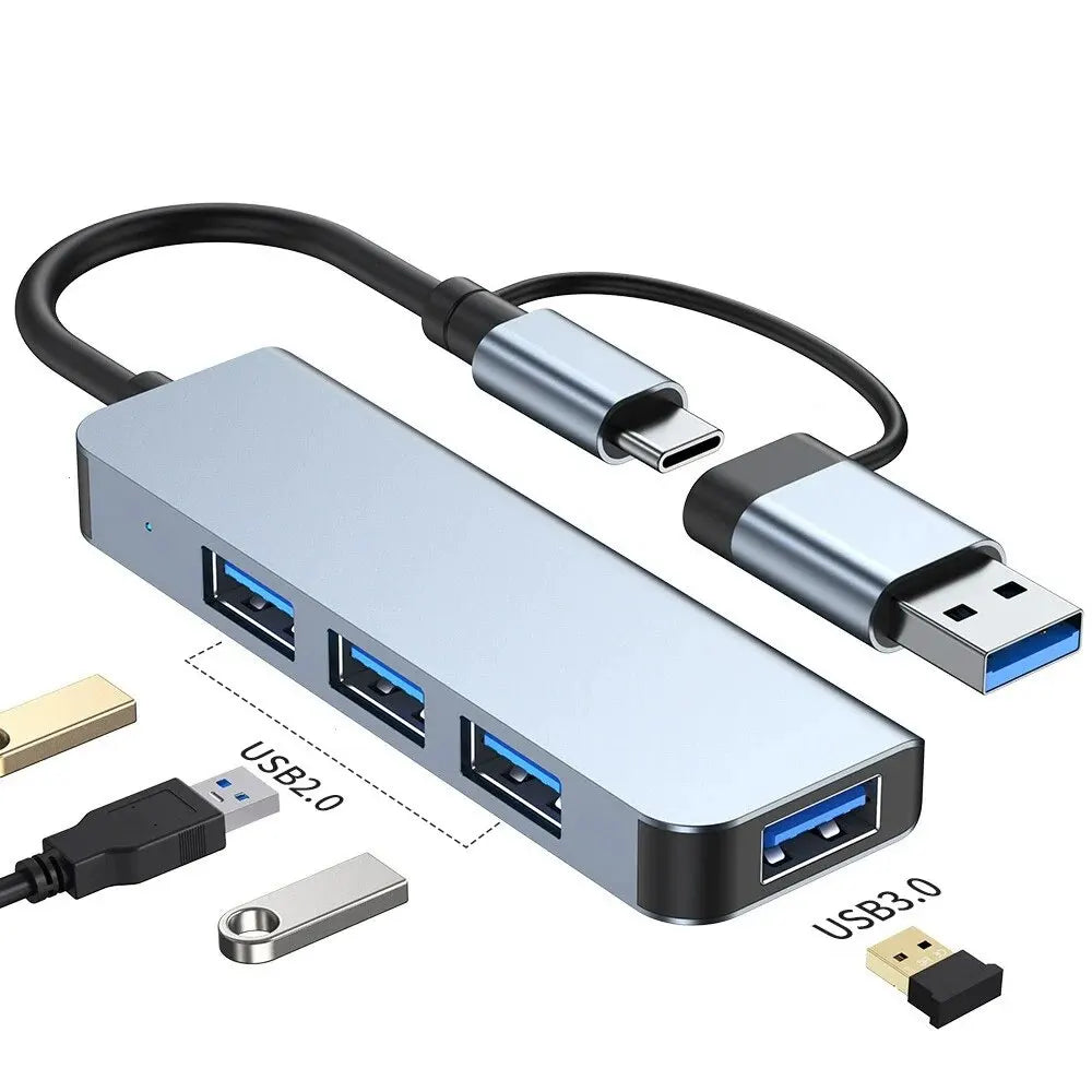 USB C Hub USB Splitter 8 in 2 USB Extender with 4 USB Port 1 USBC Port TF/SD Card Reader Audio Output Compatible with MacBook - covers4phones