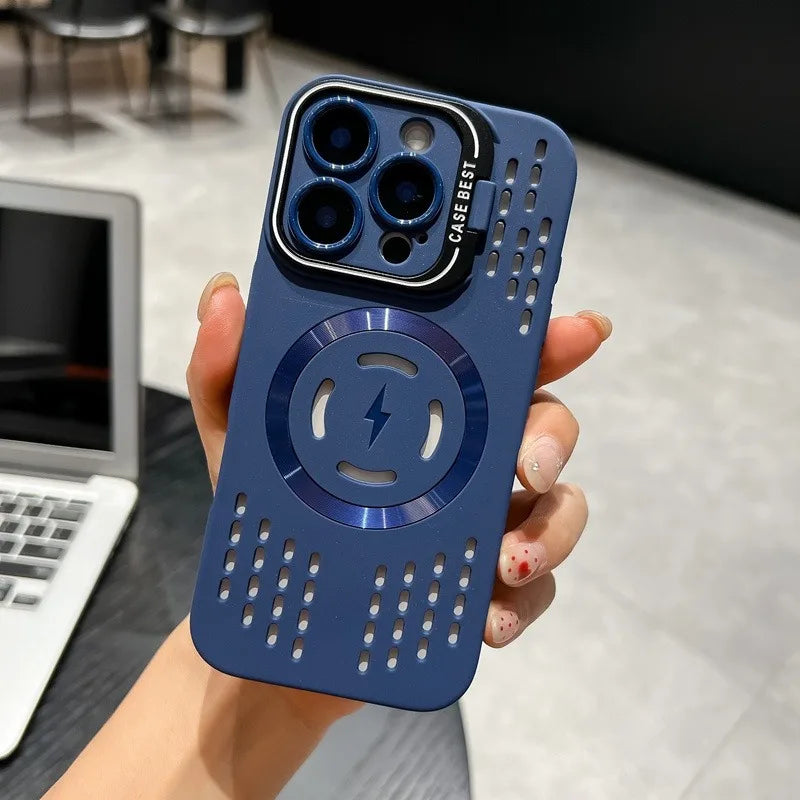 Breathable Soft Back Case for iPhone 16 15 14 13 12 11 Pro Max Plus Cooling Heat Dissipation Magnetic Phone Cover for Magsafe