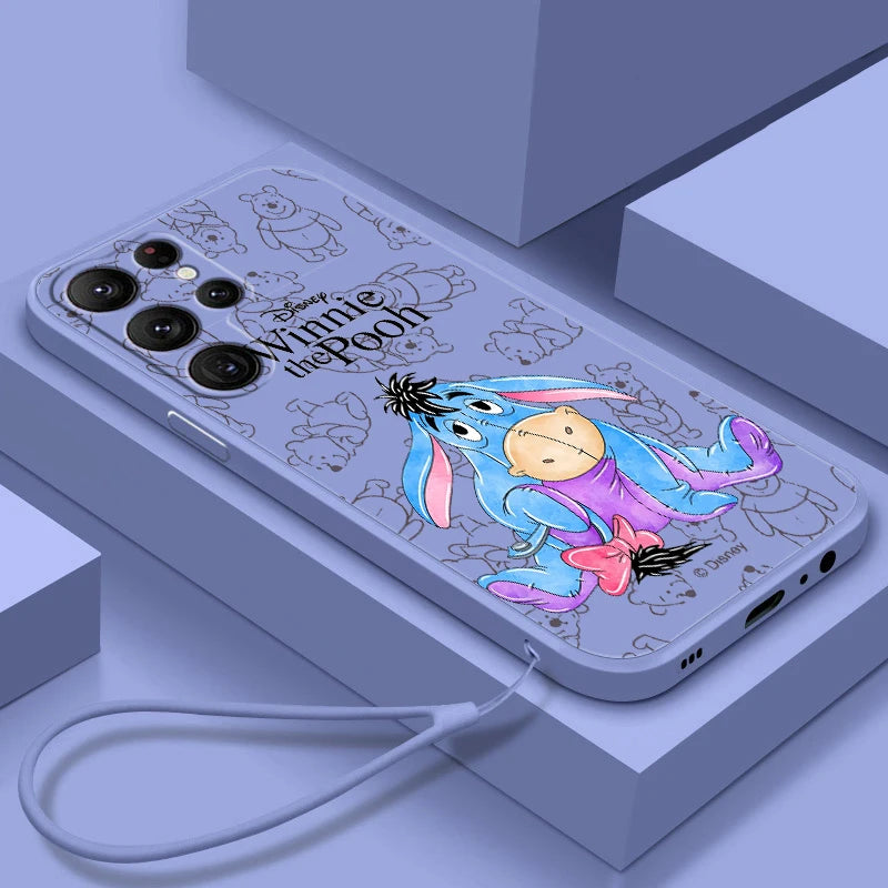 Winnie The Pooh Piglet Liquid Rope For Samsung Galaxy S24 S23 S22 S21 S20 FE S10 Ultra Plus Lite 5G Cover Back Phone Case - covers4phones