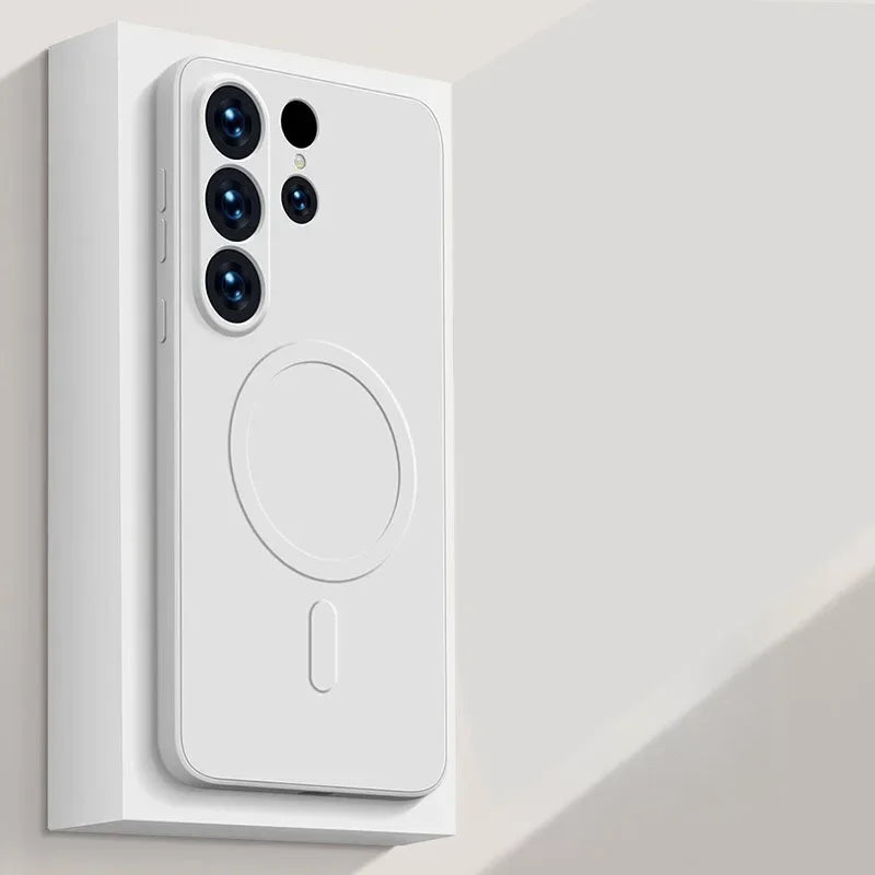 Liquid Silicone For Magsafe Magnetic Case For Samsung Galaxy S24 S25 Ultra S23 Plus S22 S21FE funda Wireless Charge Soft Cover