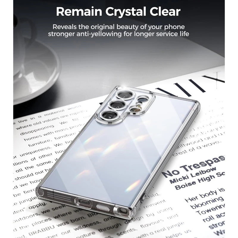 Original Clear Silicone Case For Galaxy Samsung S25 S24 S23 S22 S21 Ultra FE Plus Ultra Thin Crystal Soft TPU Cover A55 A35 A25