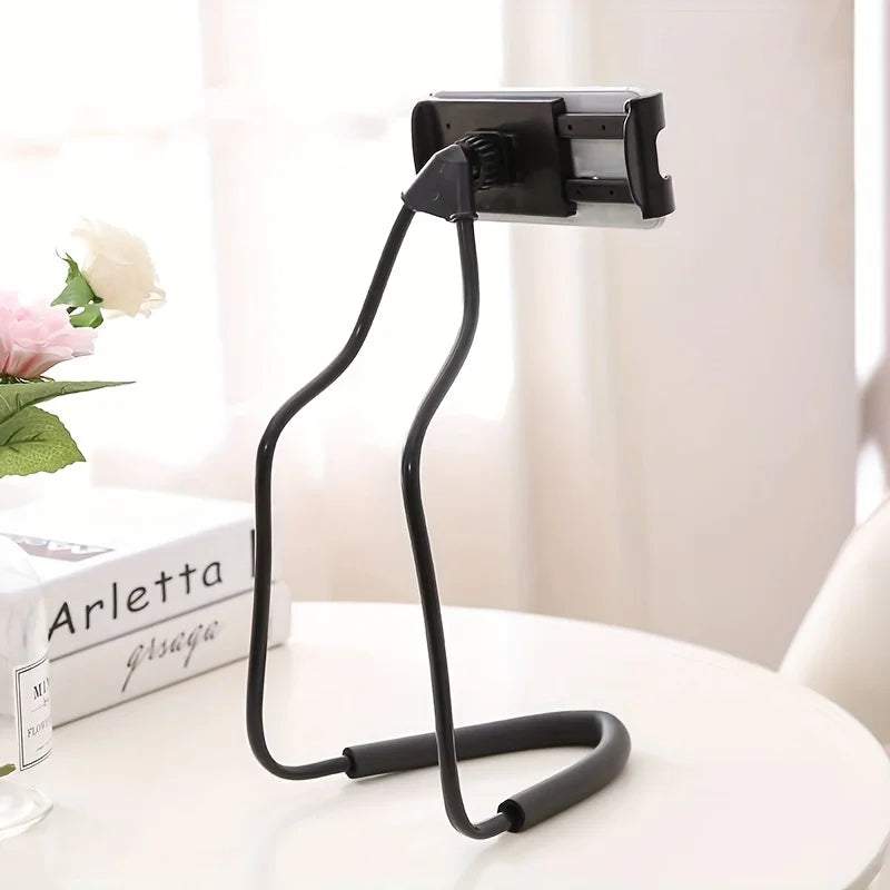 1pc, 360-Degree Rotating Phone Stand, Desktop Live Streaming Tablet Stand, Lazy Collar Stand, Neck Hanging Stand - covers4phones