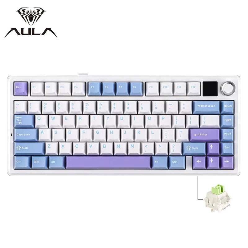 AULA F75 MAX Gaming Mechanical Keyboard 75% Wired/Bluetooth/2.4G Hot-Swap RGB E-sports Keyboard with TFT Screen for PC/Mac 