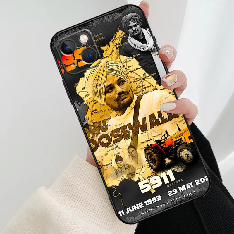 Indian Rapper Sidhu Moose Wala Case For iPhone 12 11 13 14 15 16 Pro Max Mini Cover For iPhone XR X XS Max Plus Phone Case - covers4phones
