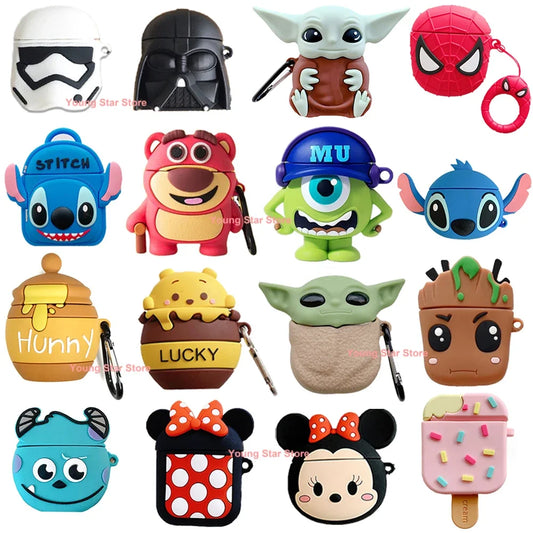 Case for Apple AirPods 1 2 3 Pro Case for AirPods Pro2 Case Cute 3D Cartoon Earphone Cover Protective Case Earphones Accessories - covers4phones
