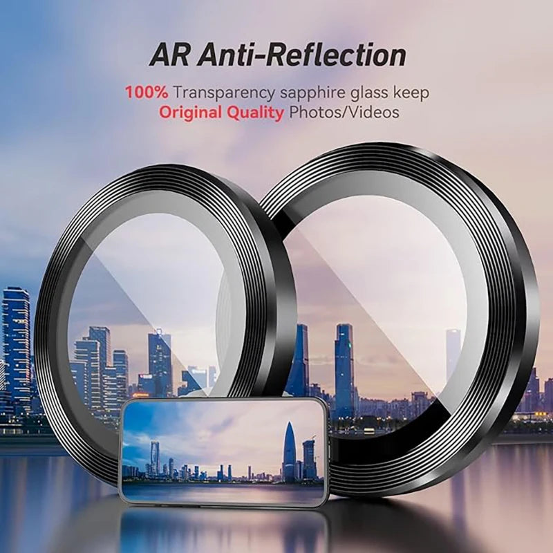 Camera Lens Protector For iPhone 11 12 13 14 15 Pro Max Mini 9H Tempered Glass Screen Protector Cover Film 14/15 Plus Metal Ring - covers4phones