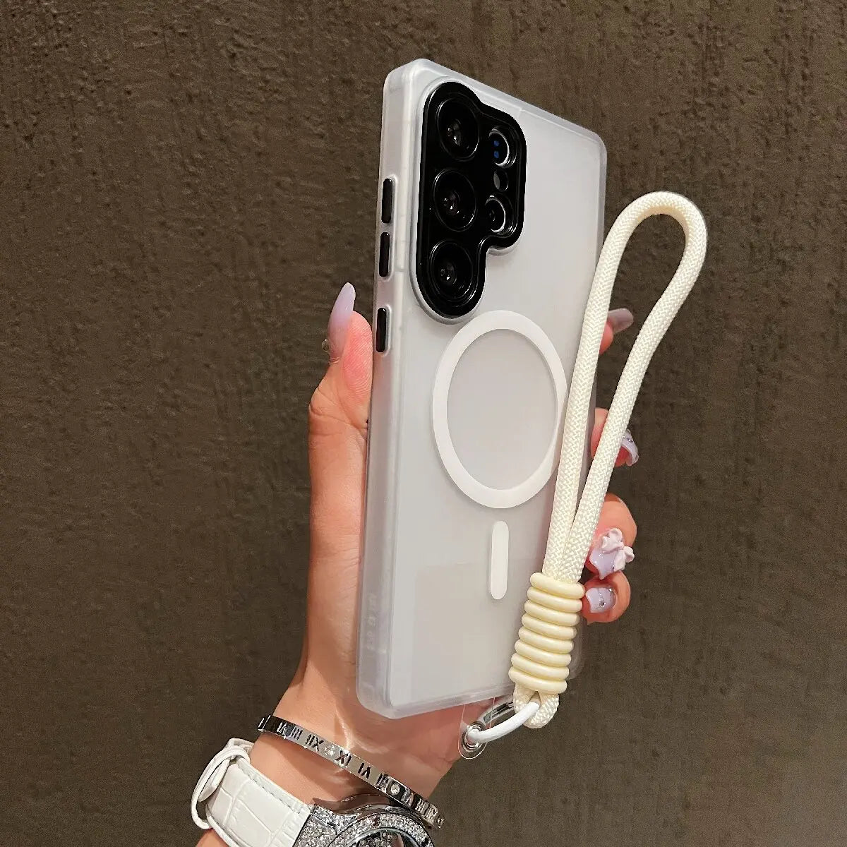 New Matte Translucent With Lanyard Shockproof Magnetic Cover for Samsung Galaxy S25 Edge S24 S23 Ultra Plus S24FE Magsafe Case