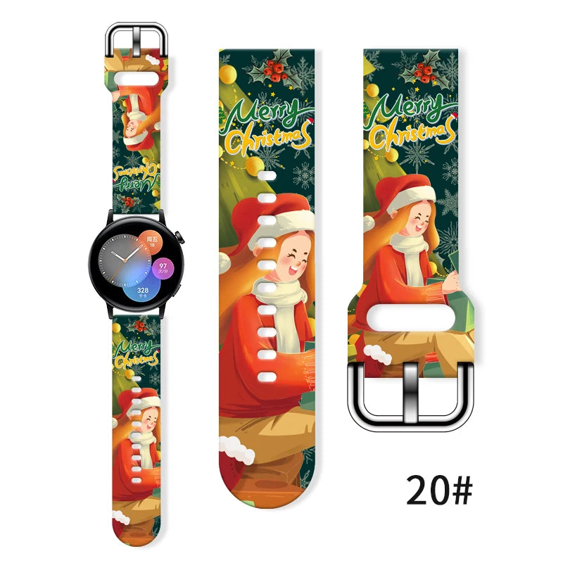 20mm Christmas 8 Strap for Samsung Galaxy Watch 7/6/5 40mm 44mm Band Replaceable Bracelet for Amazfit Balance 5Pro for Women