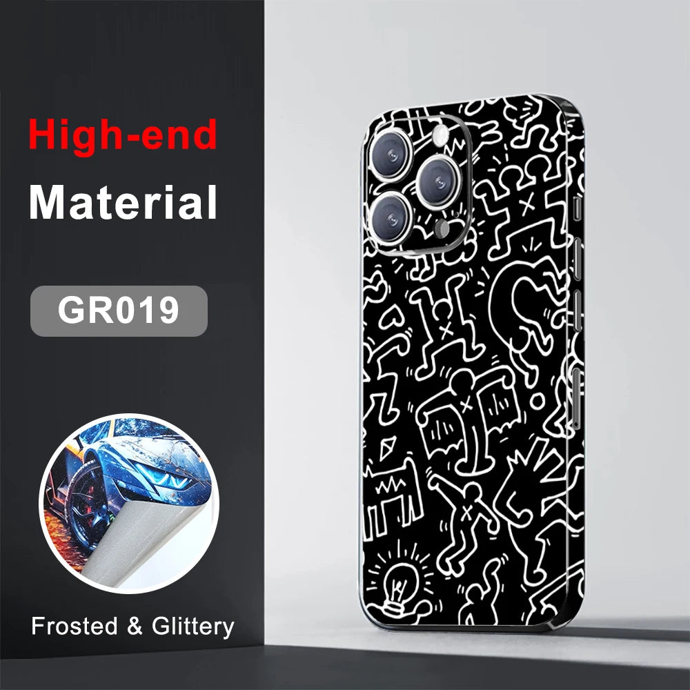 CASEKiTTY Skin Wrap Sticker Back Film For iPhone 15 Pro Max 14 Plus 13 12 Mini Protective Decal Side Frame Back Screen Protector