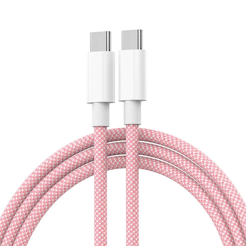 Usb C to Type C Fast Charging PD 60W Mobile Phone Date Cable For Iphone15 Android Samsung Huawei Type C Braided Charger Cable - covers4phones