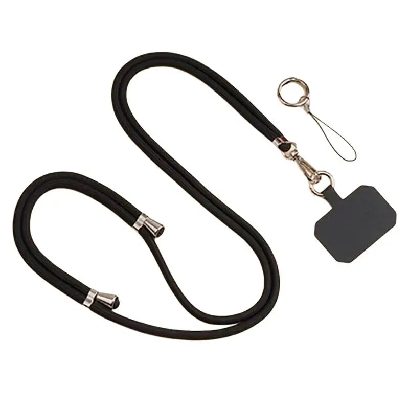 Universal Adjustment Phone Lanyard Necklace Strap Phone Case Solid Color Long Hanging Rope With Clip Anti-Lost Crossbody Lanyard - covers4phones