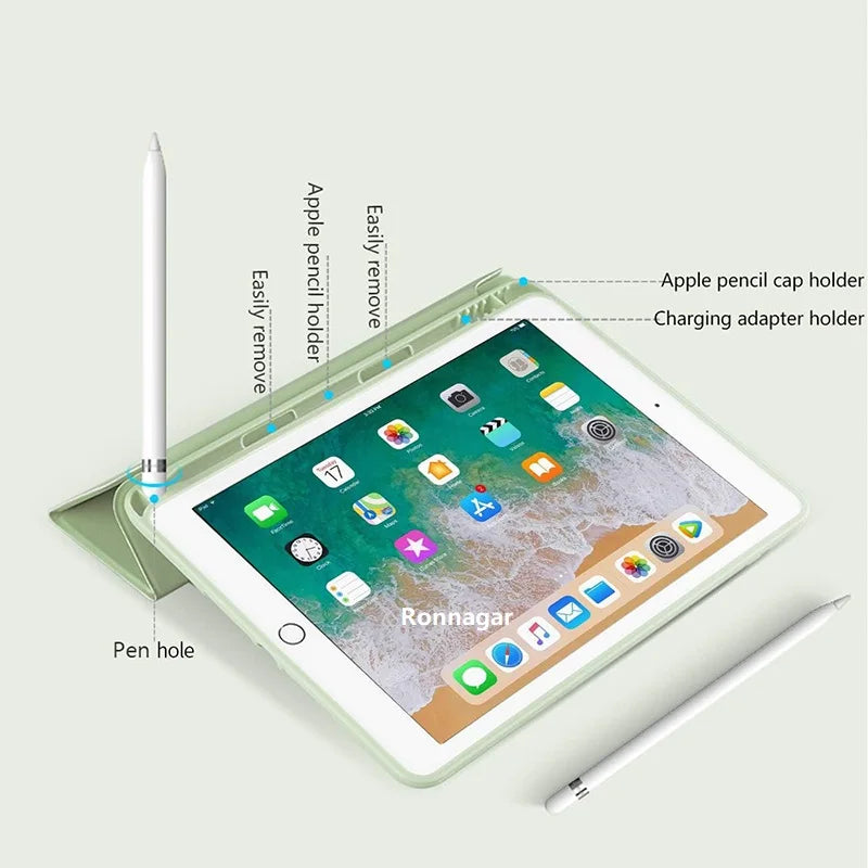 With Pencil Slot Funda for iPad Air 2 Air 1 Air 11 M2 2024 Case iPad 9.7 2018 2017 Pro11 M4 Air5 Air4 10.9 5/6th 10th 7 8 9 10.2 - covers4phones