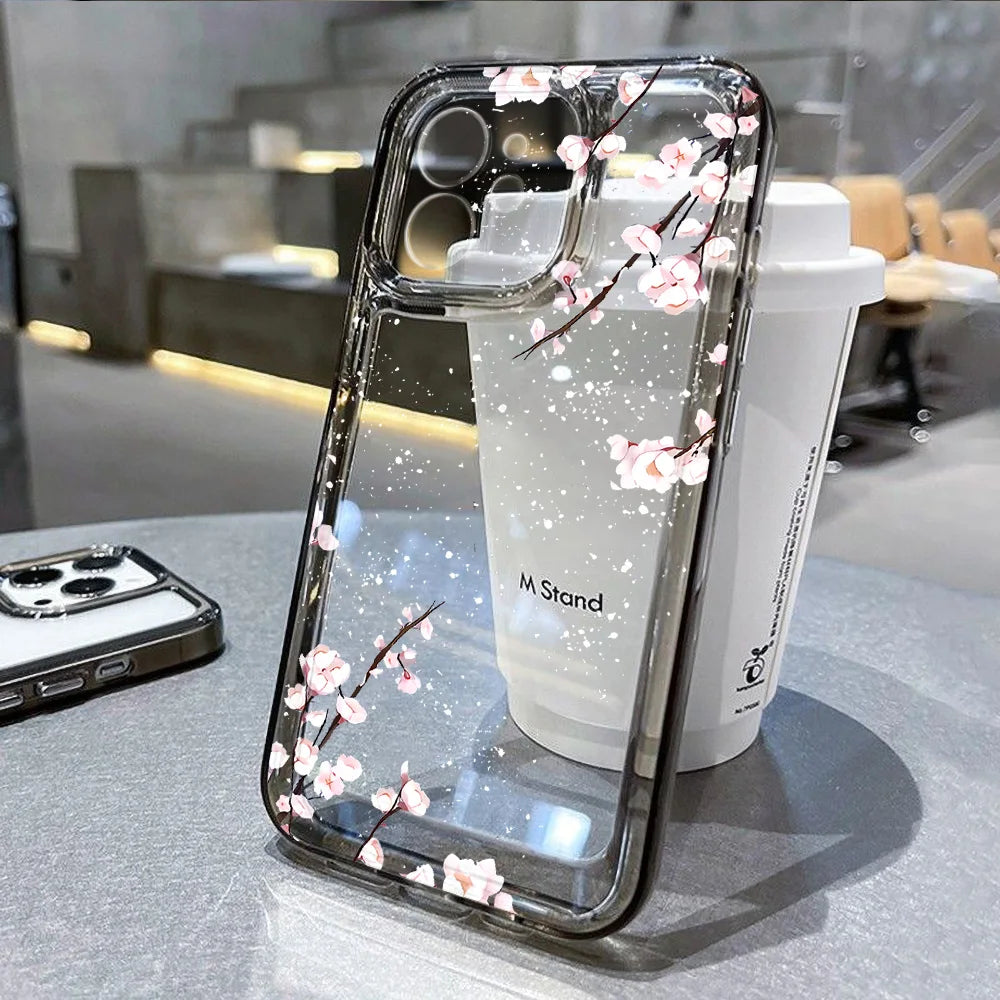 Flower Phone Case For iPhone 13 16 Pro 15 11 12 14 Pro Max XR X XS 7 8 Plus SE Shockproof Transparent Cover Silicone Soft Fundas - covers4phones