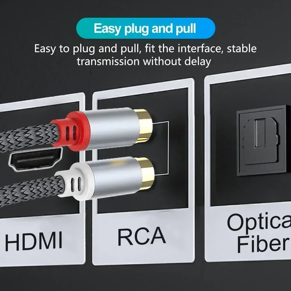 RCA Cable 2 Rca To 2 Rca Stereo Cables Male To Male Aux Cable Jack for Home Theater HDTV TV DVD Loudspeaker Box Power Amplifier - covers4phones