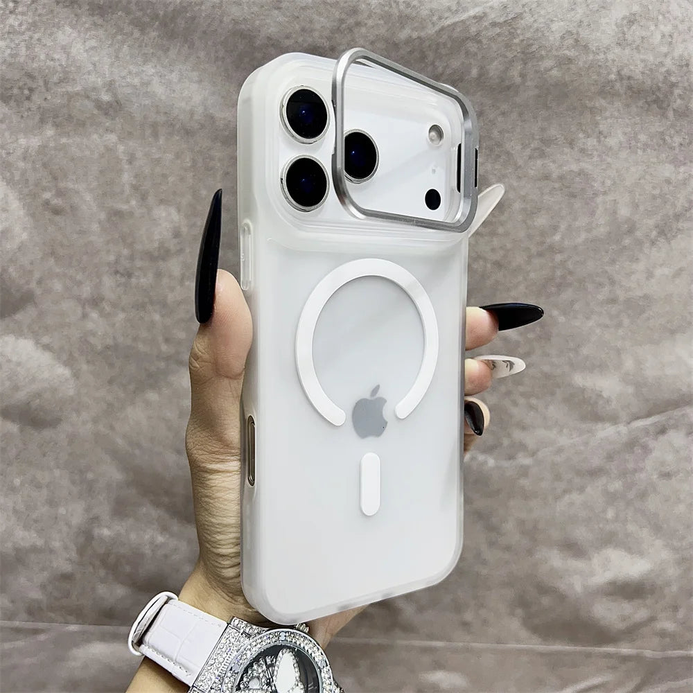 Matte Magnetic Translucent Wireless Charge Stand Case For iPhone 17 Air 16 15 14 13 12 11 17 Pro Max Magsafe Must-Haves Cover