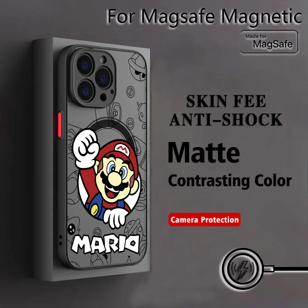 Hot Classic Popular M-Marios Phone Case for iPhone 16 15 14 13 12 11 Pro Max Mini XR XS X 7 8 6s Plus Matte Magnetic Back Cover - covers4phones