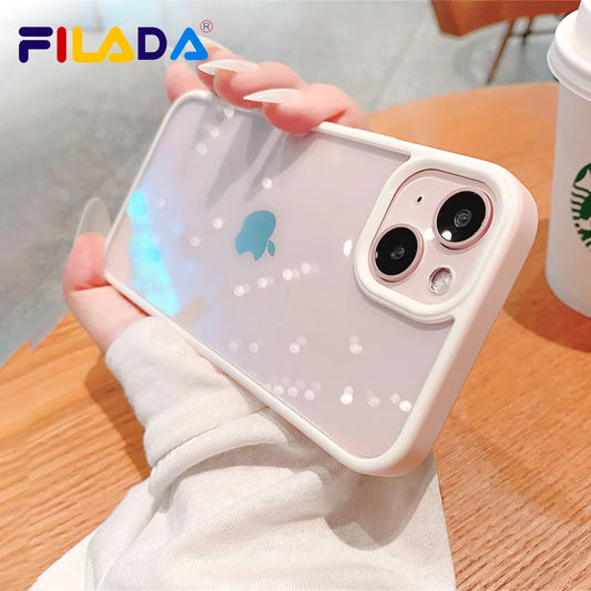 Transparent Shockproof Bumper For iPhone 15 14 Pro Max 13 12 11 Mini XR XS MAX 7 8 Plus Case Acrylic Hard Back Cover Accessories - covers4phones