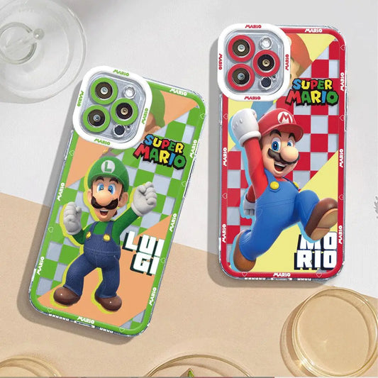 Case for Apple iPhone 11 Pro 15 Pro Max 14 13 Mini 12 11 14 Plus SE 7 8 15 Plus XR XS MAX Clear Cartoon Super Bros - covers4phones