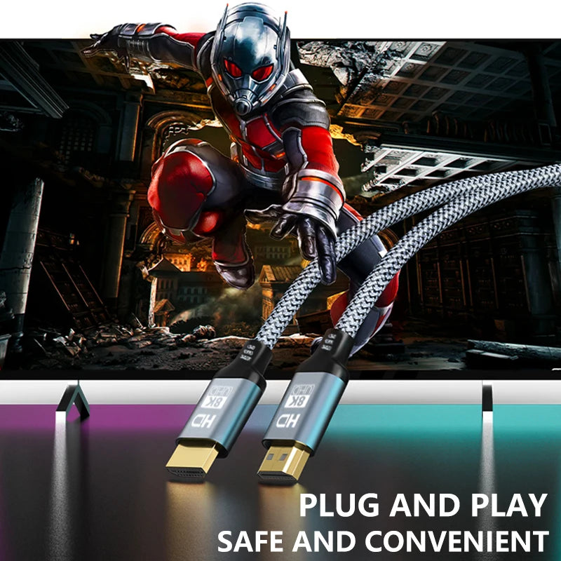 HDTV 2.1 Cable HDTV Cord 8K 60Hz 4K 120Hz 48Gbps EARC ARC HDCP Ultra High Speed HDR for HD TV Laptop Projector PS4 PS5 - covers4phones