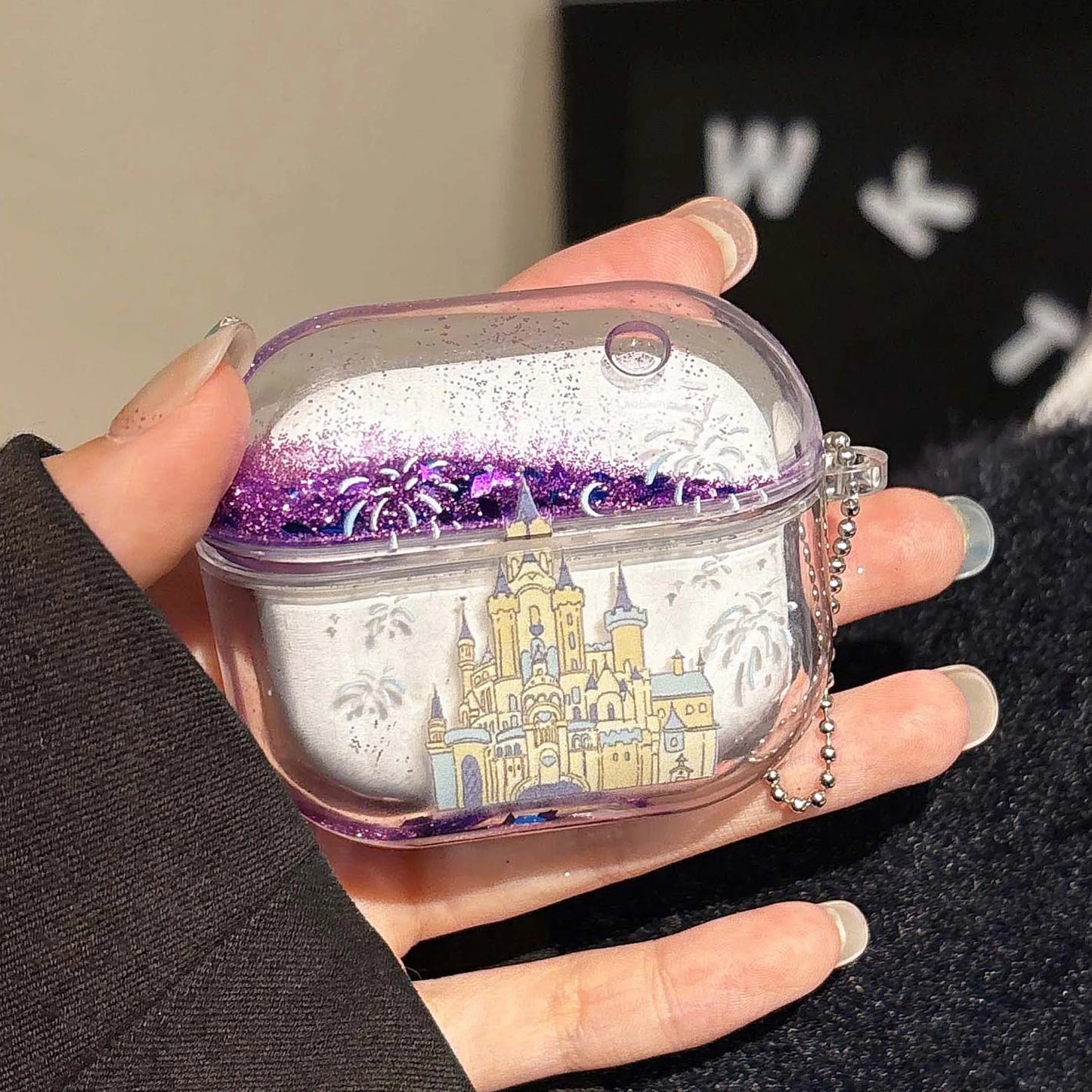 Glitter quicksand castle firework earphone case for apple airpods 4 3 2 1 pro 2nd wireless bluetooth charging box headset cover - covers4phones