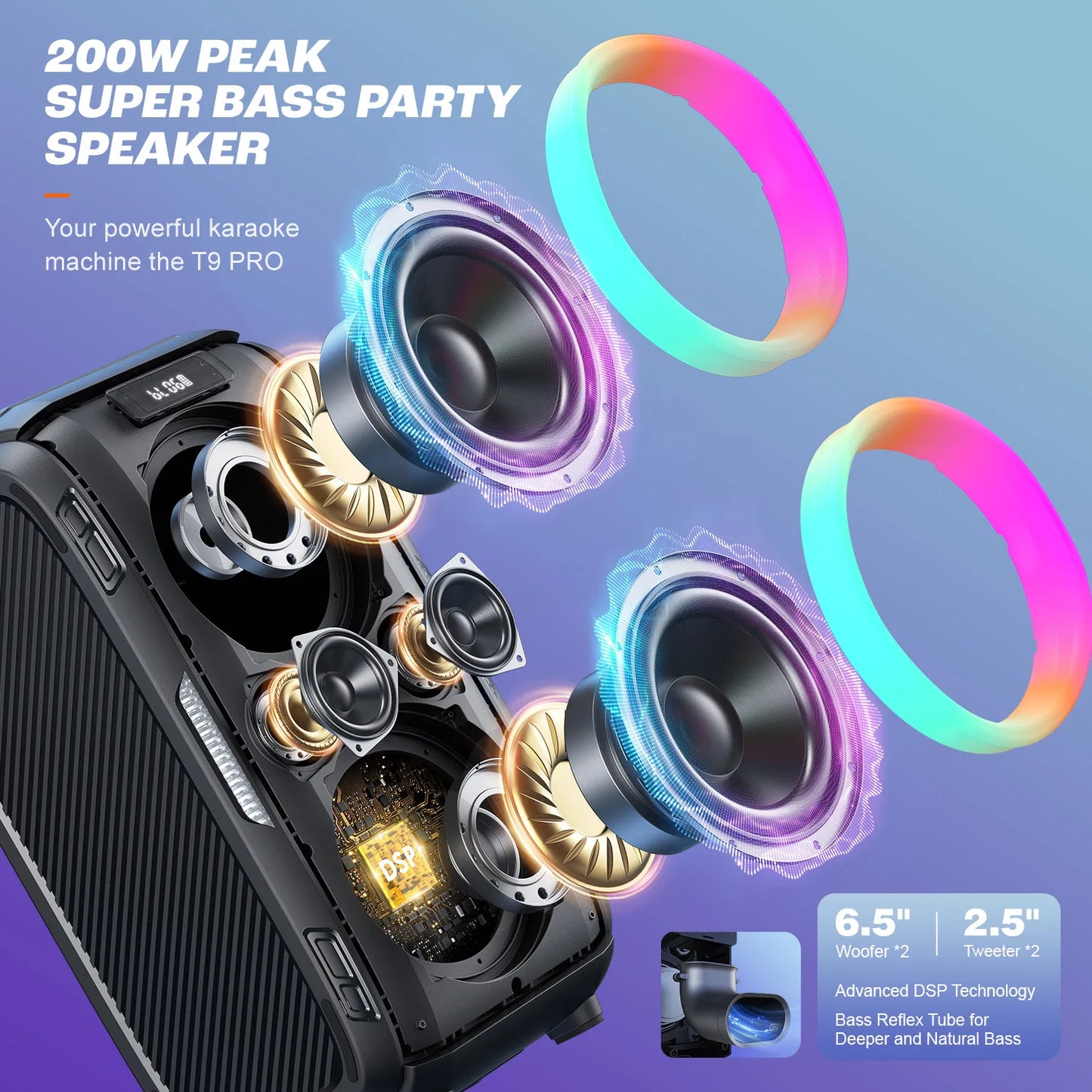 W-KING 250W PEAK Large Bluetooth Speaker Loudest/Massive 120dB/12 Custom Bass, V5.3 Big Party Boombox Portable Speaker Wireless - covers4phones