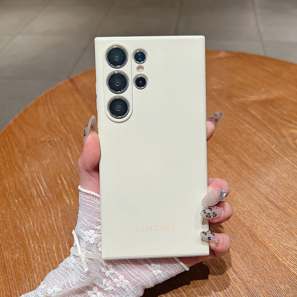 Official Liquid Silicone Shockproof Soft Case Samsung Galaxy S25 S24 S23 S22 S21 Ultra Plus S23 FE Solid Color Protection Cover