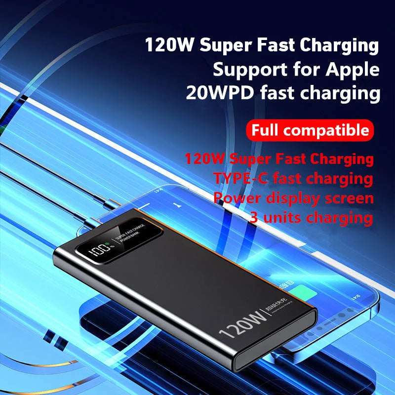 Xiaomi 200000mAh Power Bank 120W Super Fast Charger Large Capacity Mobile Power Portable External Battery for iPhone Samsung New - covers4phones