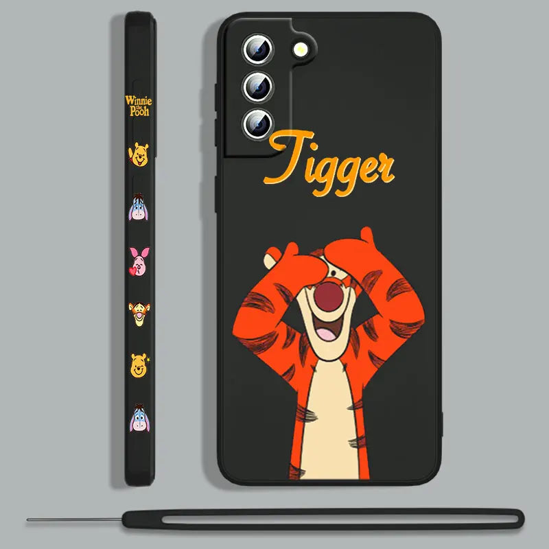 Winnie The Pooh For Samsung Galaxy S23 S22 S21 S20 S10 Note 20 10 Ultra Plus Pro FE Lite Liquid Left Rope Phone Case Coque Capa - covers4phones