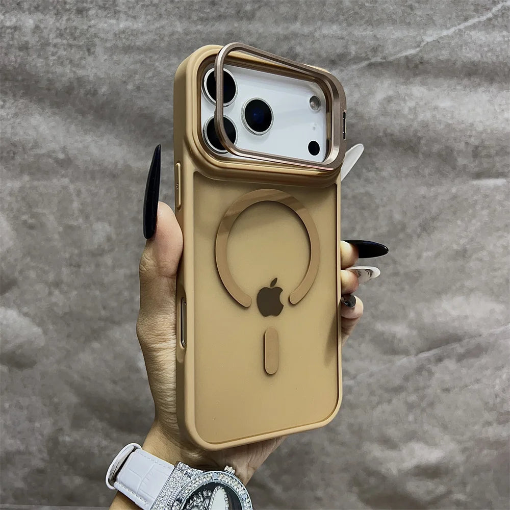 Matte Magnetic Translucent Wireless Charge Stand Case For iPhone 17 Air 16 15 14 13 12 11 17 Pro Max Magsafe Must-Haves Cover