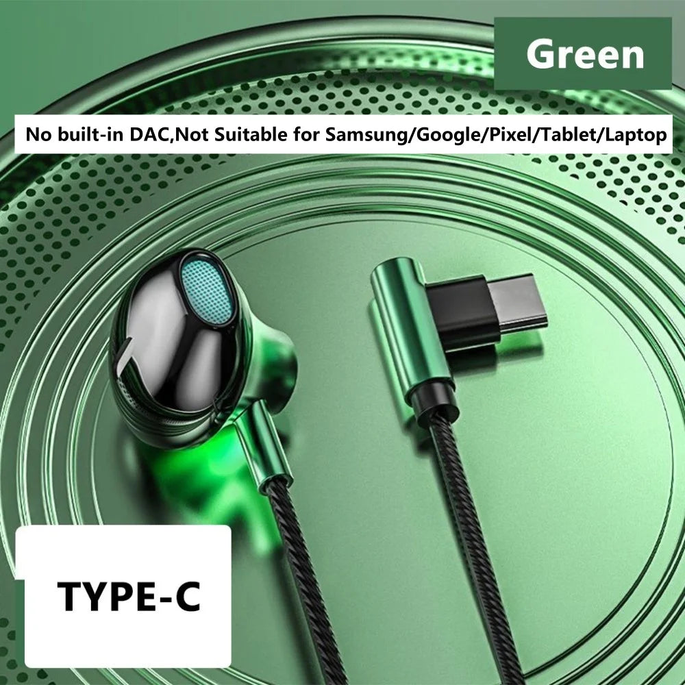 OLAF Earphones Wired Earbuds In Ear 3.5mm/Type-C 90 Degree Elbow Plug Headphones With Mic Headset Gamer Sports For Mobile Phones