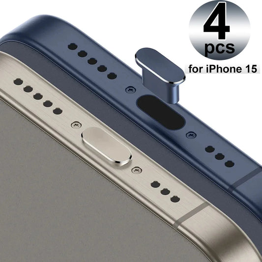 1/4Pcs Metal USB Type C Dust Plug for iPhone 15 Pro Max Plus 15PM Mobile Phone Type-C Charging Port Protector Cover Cap Stopper - covers4phones