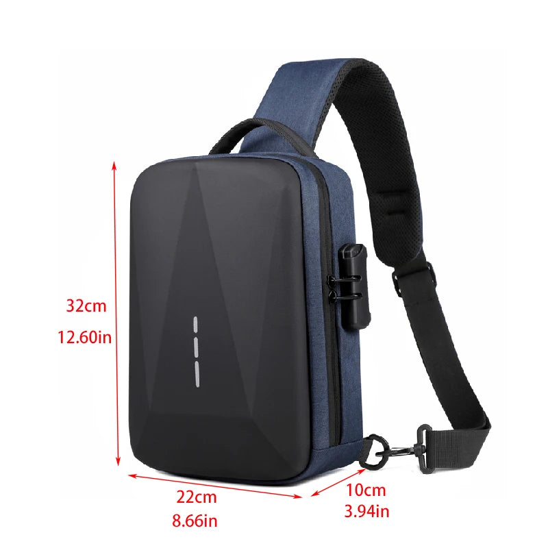 Anti-theft Combination Lock Chest Packs With USB Charging Port Fashion Business Men's Crossbody Bag Travel Storage Shoulder Bag