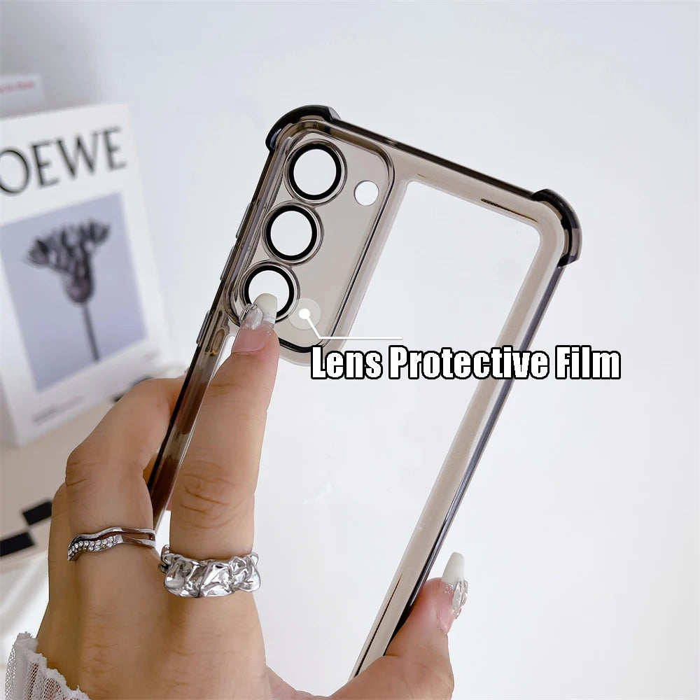 Transparent Ultra Slim Acrylic Case for Samsung Galaxy S24 Ultra S23 FE S22 Plus Clear Airbag Shockproof Lens Protector Cover - covers4phones