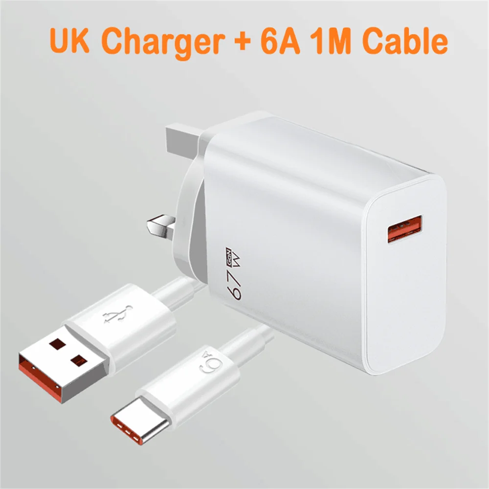 Total 67W GaN USB Charger Fast Charging Mobile Phone Adapter USB Quick Charger QC3.0 Adapter For iPhone15 Samsung Xiaomi Redmi - covers4phones