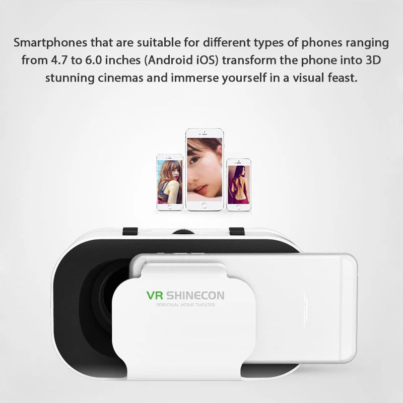G05 3D VR SHINECON Glasses Headset Headmounted Virtual Reality Adjustable VR Glasses for 4.7-6.3inches Android Smart Phones - covers4phones