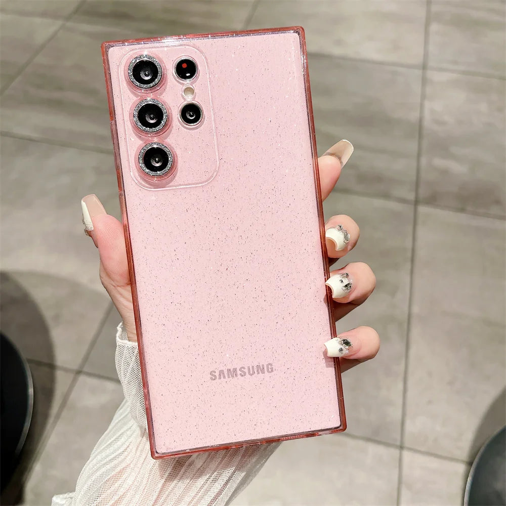 Transparent Glitter Soft Case for Samsung Galaxy S24 S23 Ultra S22 S21 Plus S20 FE A54 A34 A55 A52 A35 A53 A25 Camera Film Cover - covers4phones
