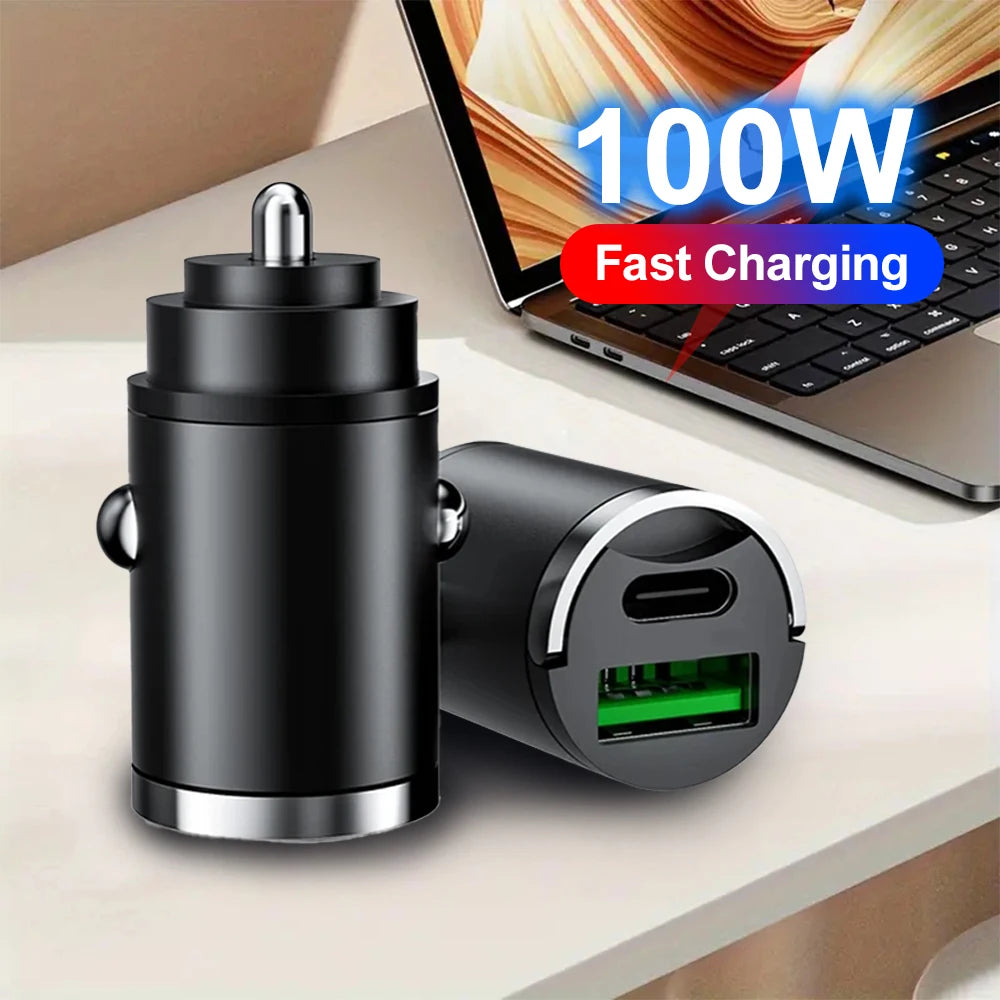 100W Mini PD USB Car Charger Lighter Car Charger for Xiaomi Samsung Huawei Super Fast Charging QC3.0 Car Charger for iPhone - covers4phones