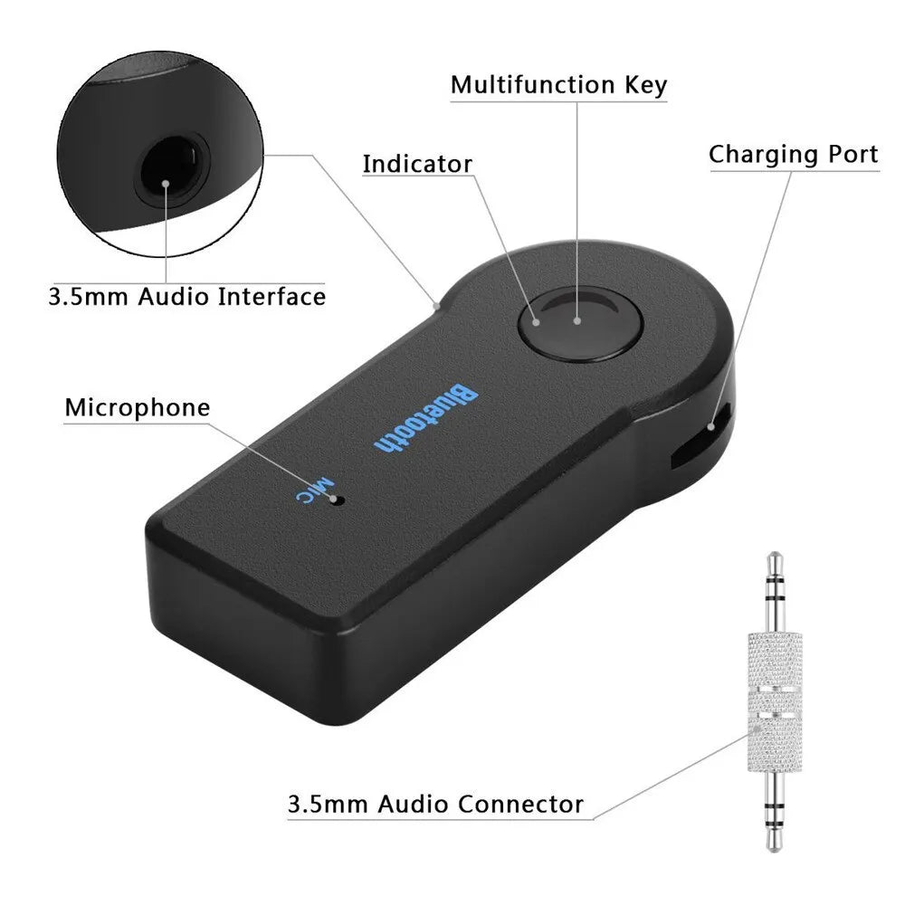 Aux Car Bluetooth 5.0 Receiver 3.5mm 3.5 AUX Jack Stereo Music Audio Car Transmitter Speaker Amplifier Wireless Adapter with Mic - covers4phones