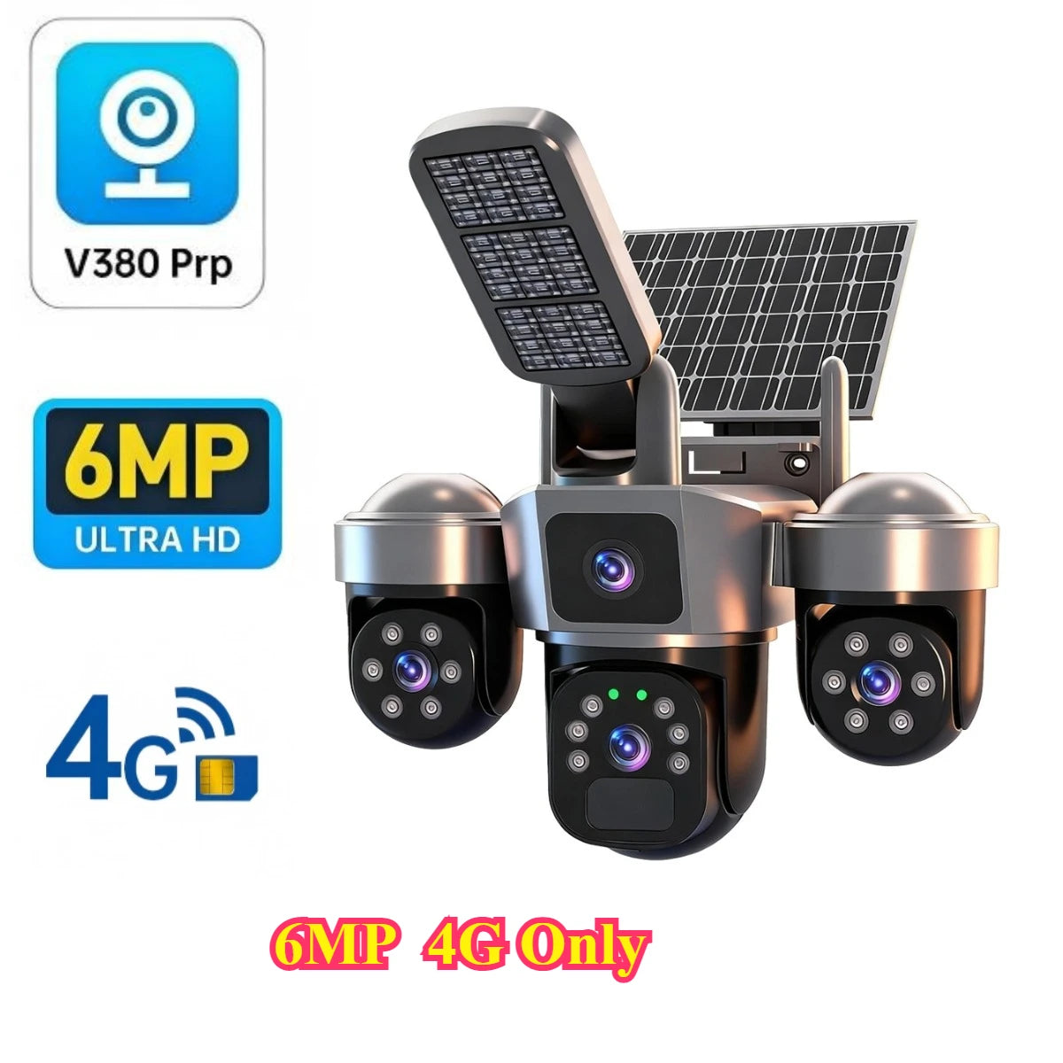 6MP Auto Tracking PTZ Solar Camera Outdoor Wireless, Human Detection PIR WiFi IP Camera with Siren, 2K Solar Powered CCTV