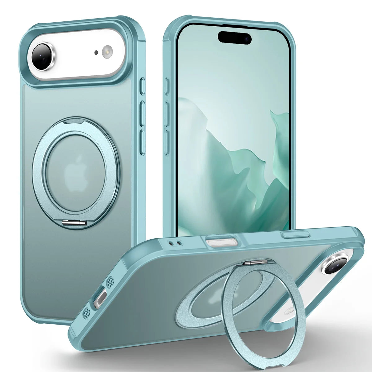 For iPhone 17/17 Pro/17 pro Max/17 Air Case with 360° Rotatable Matte Magnetic Ring Hidden Stand Drop-Proof Protection