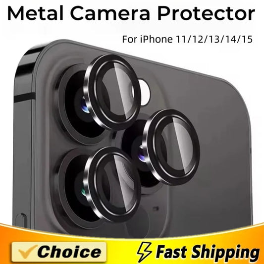 3Pcs Metal Lens Protector Glass For iPhone 15 13 12 11 14 Pro Max Back Camera Lens Protection Film For iPhone 13 Mini 14 15 Plus - covers4phones